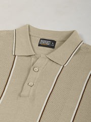 Biscuit Milan Estate Flat-Knit Half Sleeve Polo T-Shirt