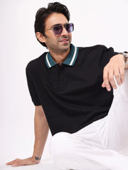 DualTone Black Half Sleeve Polo T-Shirt