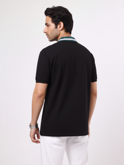 DualTone Black Half Sleeve Polo T-Shirt