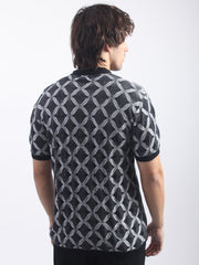 Royal Weave Black Half Sleeve Polo T-Shirt
