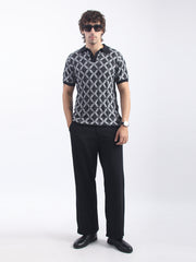 Royal Weave Black Half Sleeve Polo T-Shirt