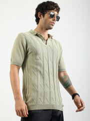 Everest Braid Flatknit Cotton Polo T-Shirt – Pista Green