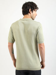 Everest Braid Flatknit Cotton Polo T-Shirt – Pista Green