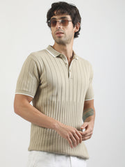 Biscuit Stockholm Flat-Knit Half Sleeve Polo T-Shirt