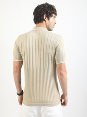 Biscuit Stockholm Flat-Knit Half Sleeve Polo T-Shirt