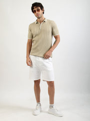 Biscuit Stockholm Flat-Knit Half Sleeve Polo T-Shirt
