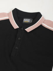 Black Miami NightTrack Flat-Knit Half Sleeve Polo T-Shirt