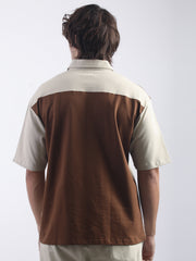 Circular Brown, Biscuit Half Sleeve Polo T-Shirt