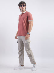 Pintuck Stripe Onion Half Sleeve Polo T-Shirt