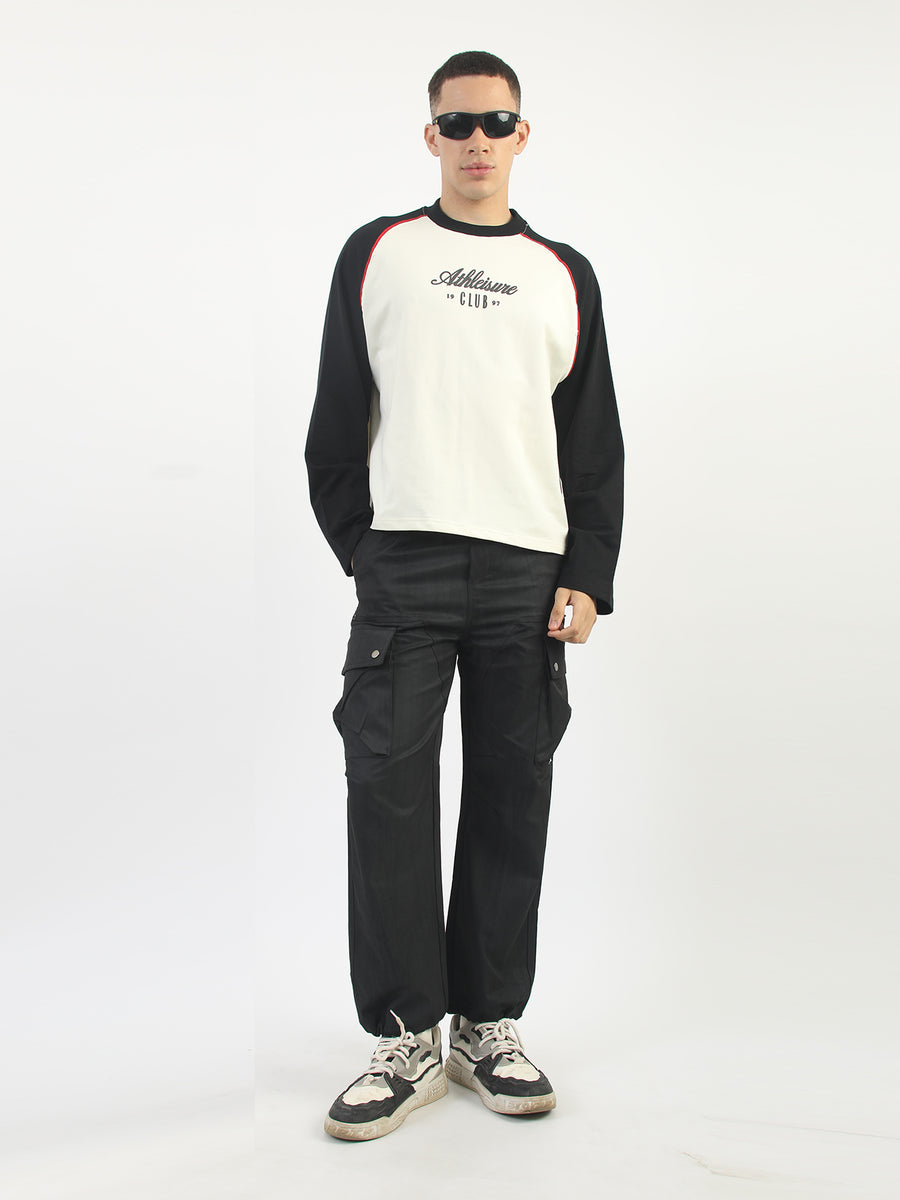 Athleisure Cream, Black Full Sleeve T-Shirt