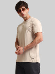 Basic Solid Biscuit Half Sleeve T-Shirt