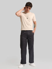 Basic Solid Biscuit Half Sleeve T-Shirt