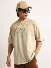 Young Pufff Print Biscuit Half Sleeve T-Shirt