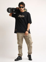 Superior Black, Brown Half Sleeve T-Shirt