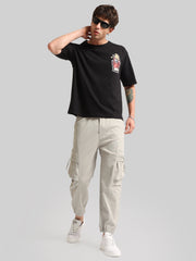 Octobus print Black Half Sleeve T-Shirt