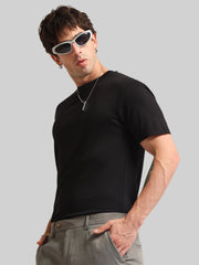 Basic Solid Black Half Sleeve T-Shirt