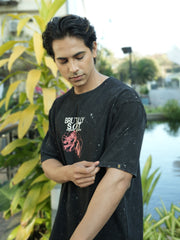 Washed Black Half Sleeve T-Shirt