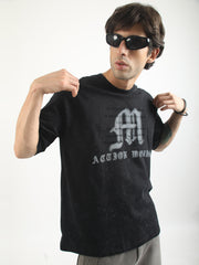 Action Words Black Half Sleeve T-Shirt