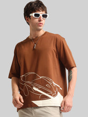 Race Car Brown, Cream Half Sleeve T-Shirt