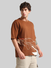 Race Car Brown, Cream Half Sleeve T-Shirt