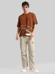 Race Car Brown, Cream Half Sleeve T-Shirt