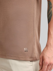 Basic Solid Brown Half Sleeve T-Shirt