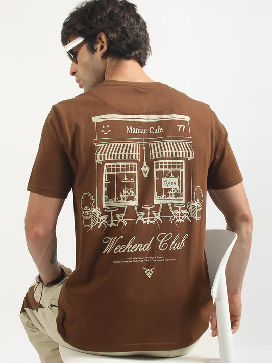 Weekend Club Brown Half Sleeve T-Shirt