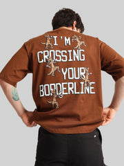 Border Line Brown Half Sleeve T-Shirt
