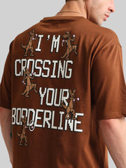 Border Line Brown Half Sleeve T-Shirt