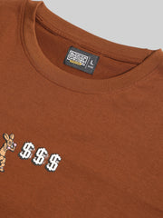 Border Line Brown Half Sleeve T-Shirt