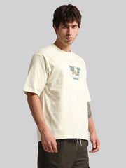 Pizza Box Cream, Green Half Sleeve T-Shirt