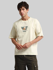 Pizza Box Cream, Green Half Sleeve T-Shirt