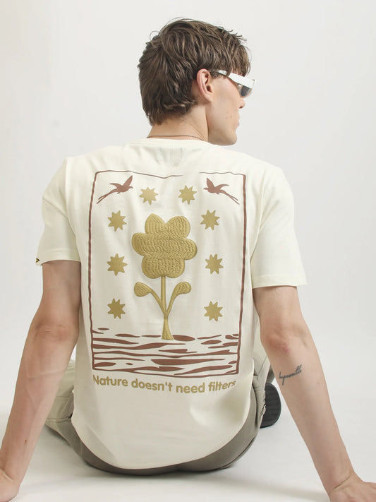 Nature Cream, Brown Half Sleeve T-Shirt