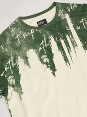 Wordings Cream, Green Half Sleeve T-Shirt