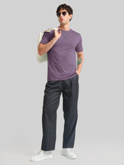 Basic Solid Dark Onion Half Sleeve T-Shirt