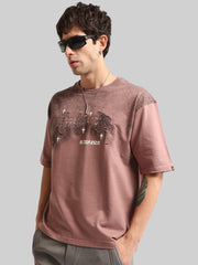 Appearance Patch Dusty Pink Half Sleeve T-Shirt