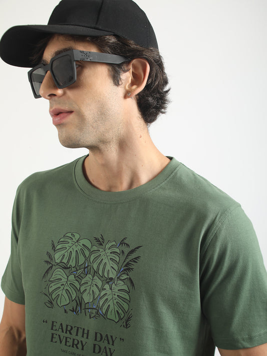 Earth Day Hunter Green Half Sleeve T-Shirt