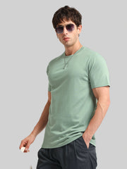 Basic Solid Light Green Half Sleeve T-Shirt
