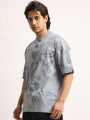 Alphabet Light Grey Half Sleeve T-Shirt