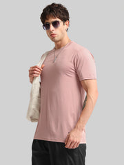 Basic Solid Pink Half Sleeve T-Shirt