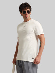 Basic Solid Cream Half Sleeve T-Shirt
