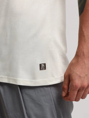 Basic Solid Cream Half Sleeve T-Shirt