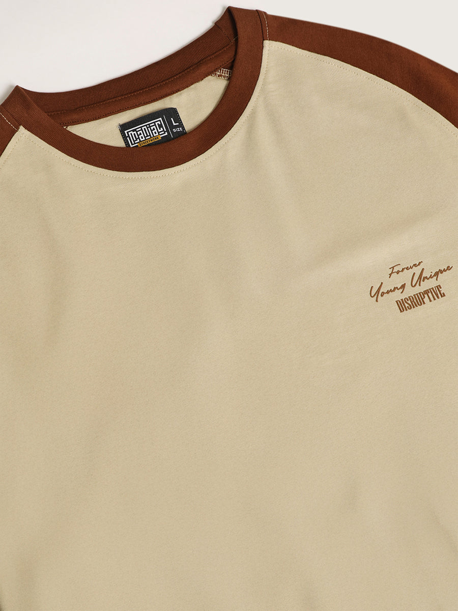 Disruptive Biscuit, Brown Half Sleeve T-Shirt