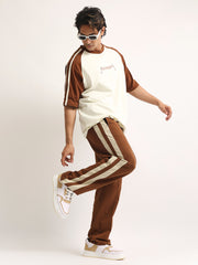 Beyound Cream, Brown Half Sleeve T-Shirt