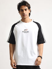 Standout White, Black Half Sleeve T-Shirt