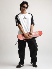 Standout White, Black Half Sleeve T-Shirt