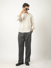Beige Windowpane Check Shirt