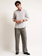 Oxford Stripes Brown Full Sleeve Shirt