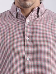 Mini Checks Brown Full Sleeve Shirt