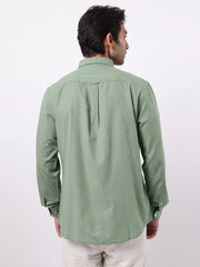 Cotton Linen Green Full Sleeve Shirt